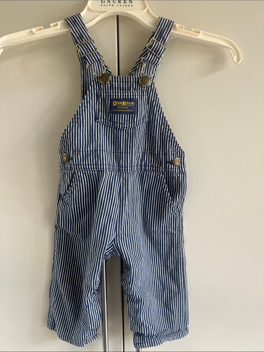Vintage OshKosh B'gosh Vestbak Railroad Stripe Overalls 18 months